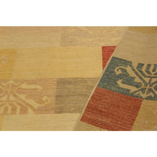 Textile 1990s Shabby Chic Kafkaz Tan/Red Wool Rug - 6'0 X 8'8 For Sale - Image 7 of 8