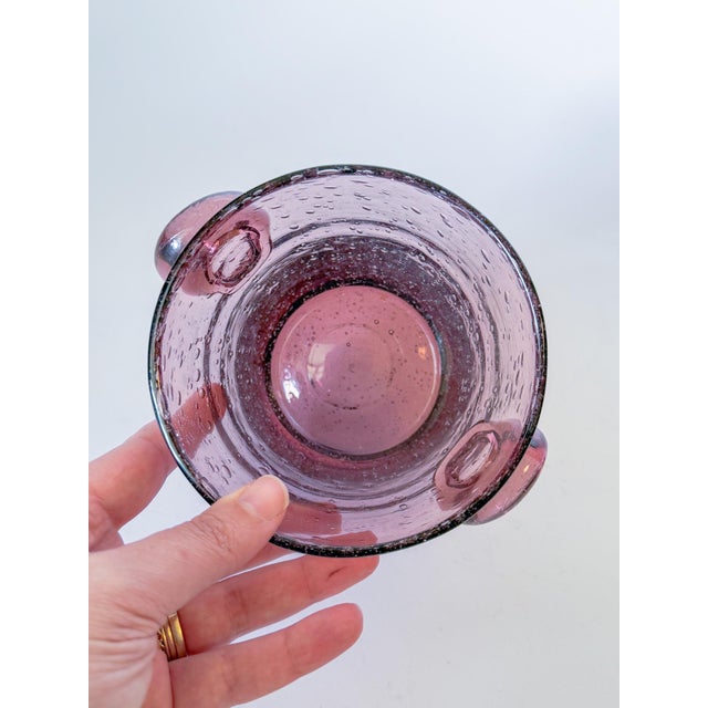 Vintage La Verrerie De Biot French Amethyst Bubbled Blown Glass Ice Bucket, 1980s For Sale In Dallas - Image 6 of 8