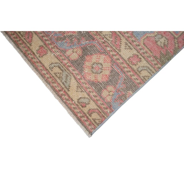 1960s Traditional Turkish Runner Rug Hand Knotted Distressed Low Pile Pink Hallway Decor For Sale - Image 10 of 10