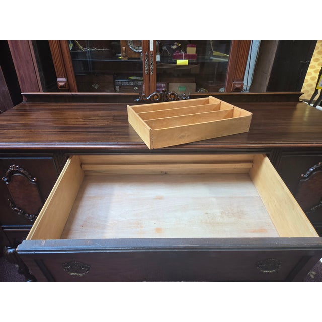 Wood Antique 1920s Jacobean Spanish Revival Walnut Sideboard For Sale - Image 7 of 12