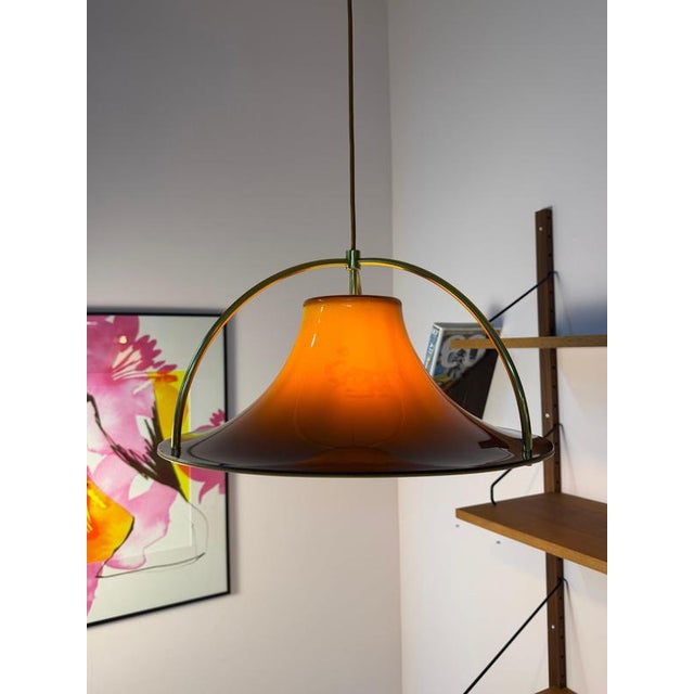 Brown and Orange Single Pendant Lamp by Jo Hammerborg for Fog & Mørup For Sale - Image 11 of 11