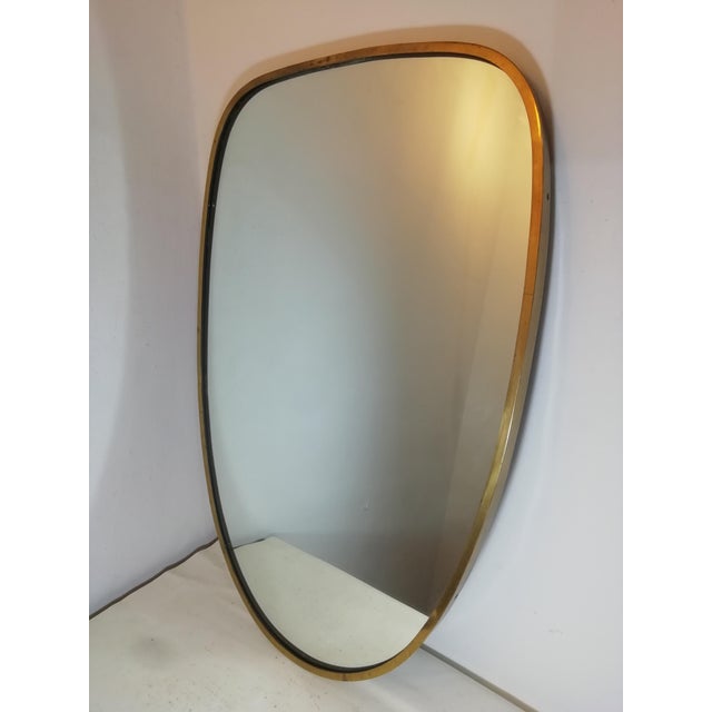 Mid-Century Modern Vintage Mirror with Brass Frame, Italy, 1960s For Sale - Image 3 of 10