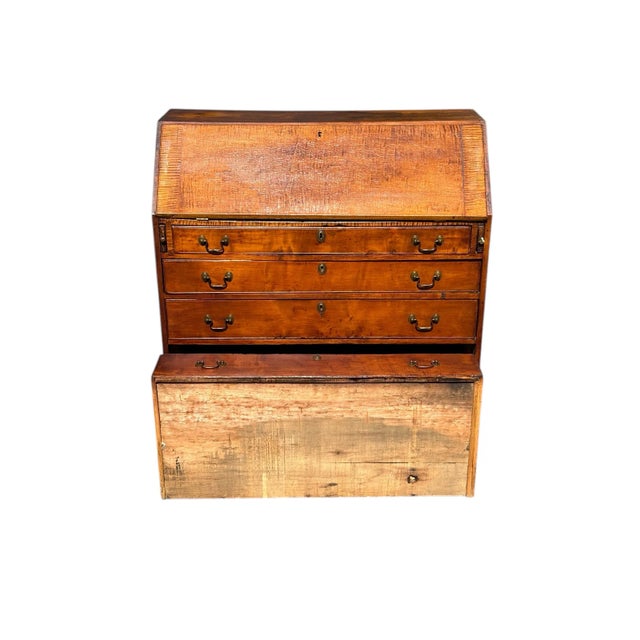 Antique Chippendale New England Tiger Maple & Cherry Slant Lid Desk Circa 1780 For Sale - Image 10 of 10
