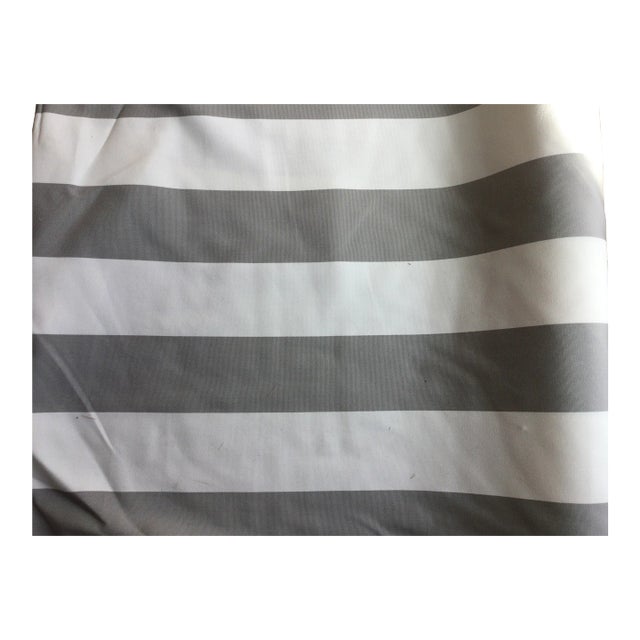 Indoor Outdoor Sunbrella White and Grey Striped Fabric For Sale
