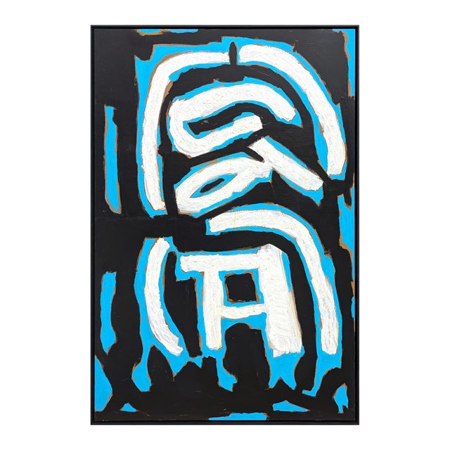 Contemporary Paul Reeves "Codex" Contemporary Black, Blue & White Expressionist Abstract Gesture Painting, 2025 For Sale - Image 3 of 10