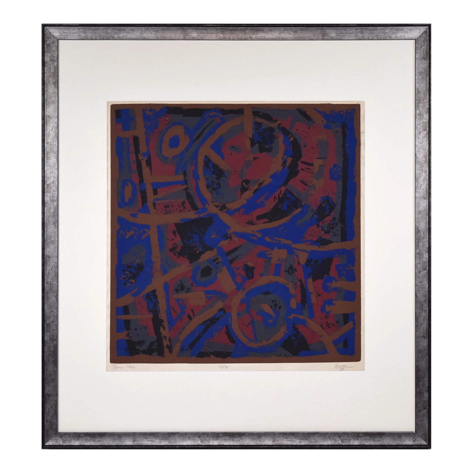 Large Vintage Abstract Expressionist Serigraph Titled 