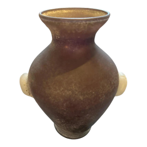 1970s Cenedese Style Modern Purple and White Scavo Murano Glass Amphora Vase