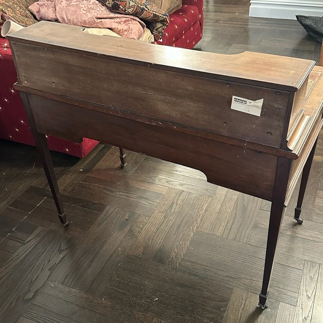 Antique Edwardian Carlton House Desk in Tiger Maple For Sale - Image 11 of 12