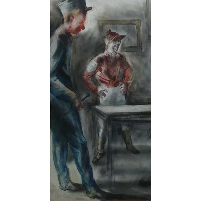 Arts & Crafts Carl Hugo Beetz "Before the Race" Original Painting, Regionalist, 1939 For Sale - Image 3 of 10