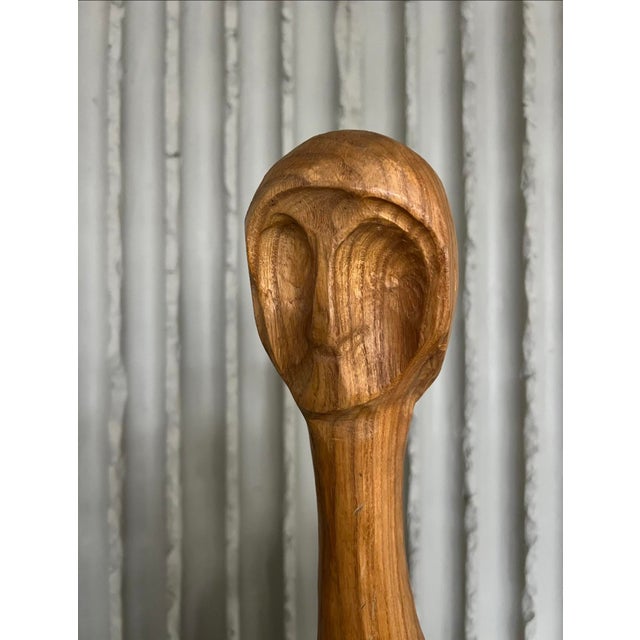 Brutalist Belgian Artist, Brutalist Abstract Sculpture of a Woman, 1960s, Wood For Sale - Image 3 of 9