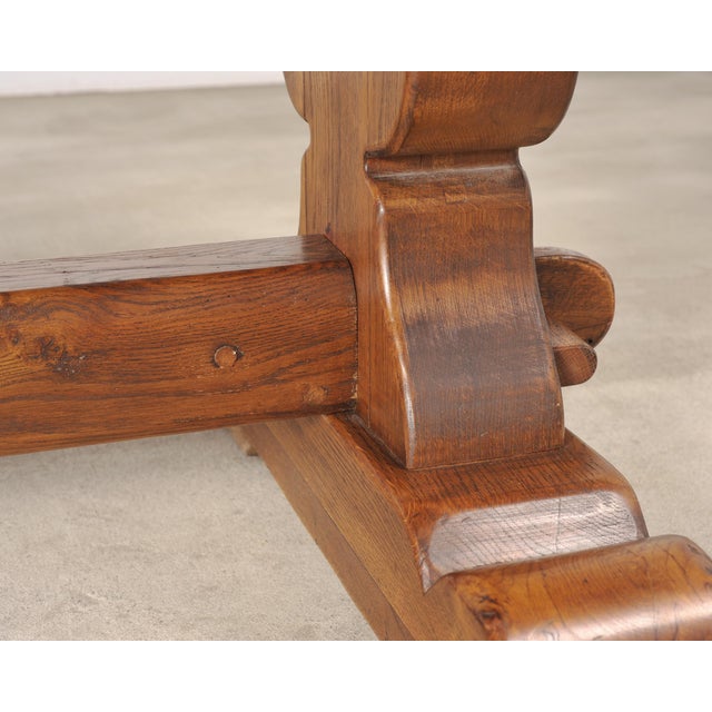 Country French Provincial Oak Farmhouse Trestle Dining Table 10 Ft For Sale - Image 16 of 18