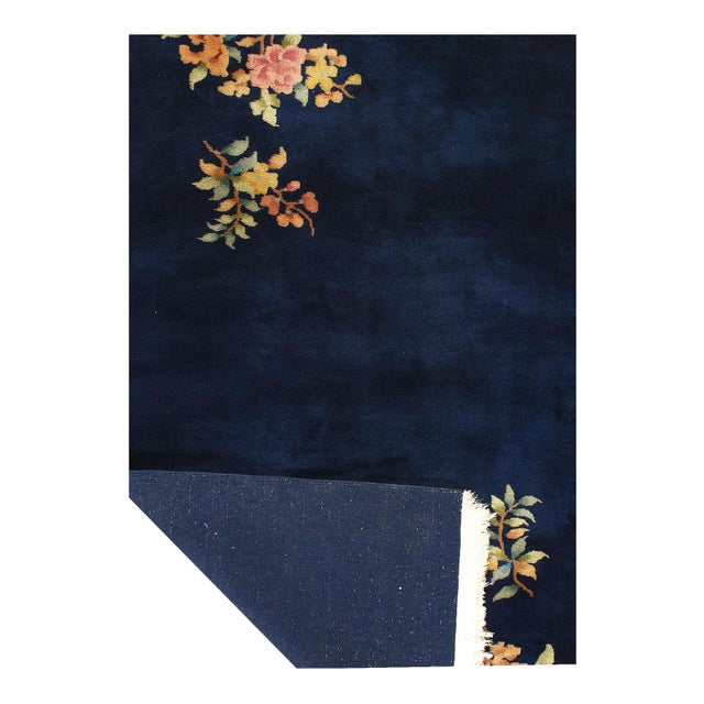 Traditional Pasargad DC Navy Blue Antique Chinese Art Deco Rug For Sale - Image 3 of 4
