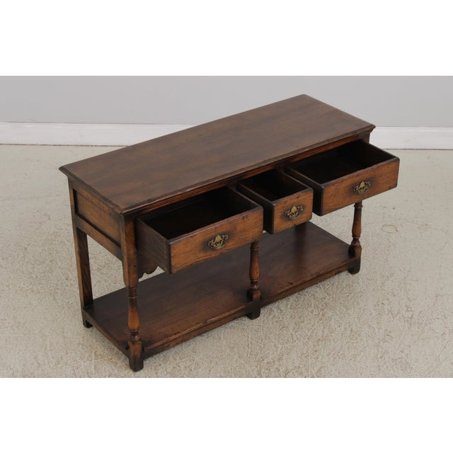 English Tudor Oak 2 Tier Console Table For Sale - Image 4 of 14