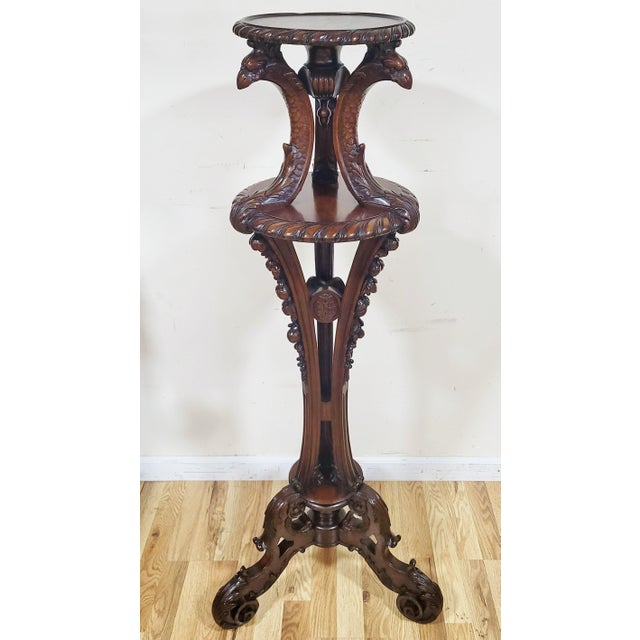 Antique American Federal Style Carved Wood Fern Stand Pedestal For Sale - Image 13 of 17