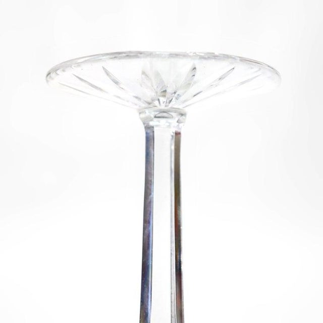 1910s Two Antique Bohemian Cut to Clear Crystal Champagne Flutes: Ruby & Emerald C1910 For Sale - Image 5 of 7