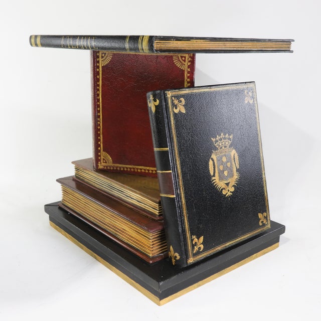 Vintage Stack of Books Side Table With Classical Opera Motif For Sale - Image 4 of 16