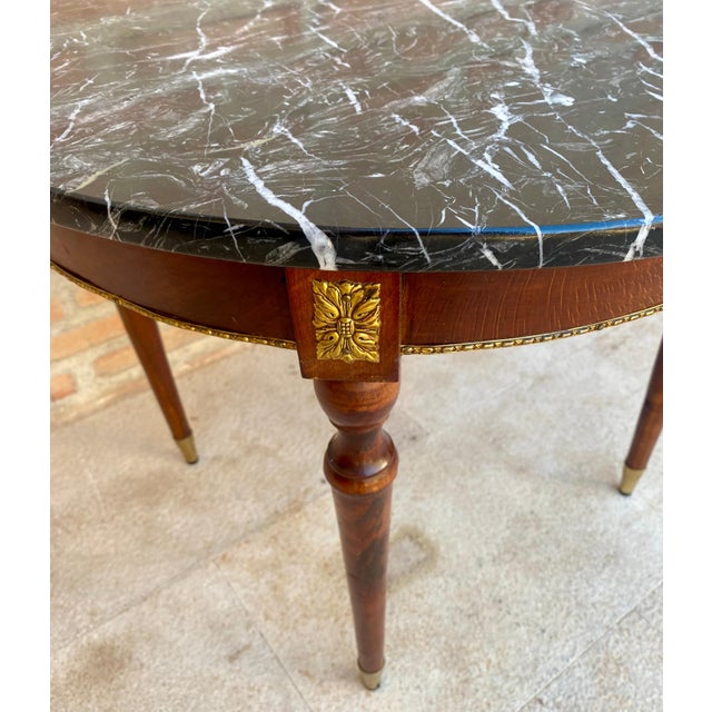 French Bronze Mounted Center, End or Sofa Table with Black Marble Top, 1940s For Sale - Image 4 of 18