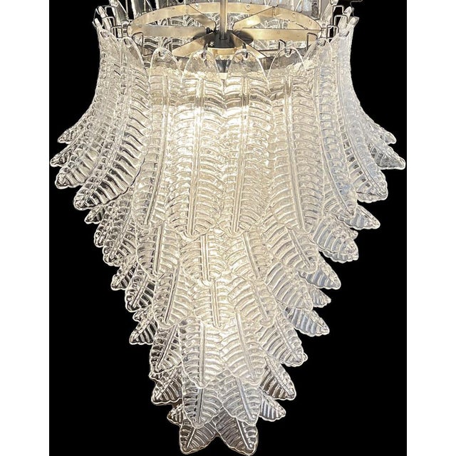 Large Italian Murano Felci Glass Spiral Chandelier with 83 Clear Glasses, 1990s For Sale - Image 3 of 14