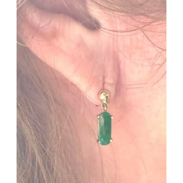 Mid 20th Century Vintage 14k Gold and Jadeite Drop Earrings For Sale - Image 5 of 6