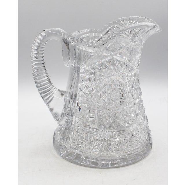 American Circa 1896-1916 American Brilliant Cut Glass Pitcher For Sale - Image 3 of 9