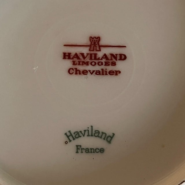 Mid 20th Century Vintage Haviland Limoges Chevalier Set of 6 Soup Bowls Traditional Green France Floral Farmhouse French Country English Cottage For Sale - Image 5 of 5