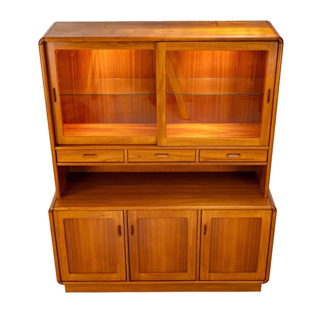Sun Cabinet Teak Hutch Display Cabinet Credenza Mid Century Modern Lighted For Sale - Image 4 of 16