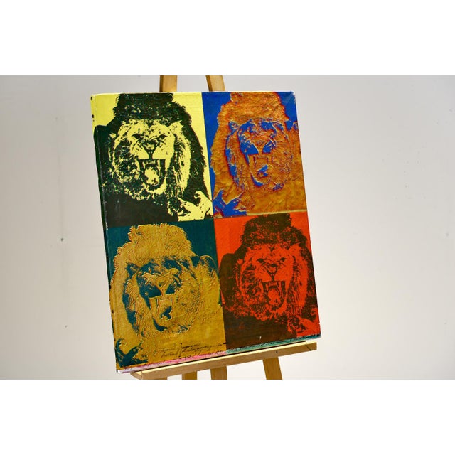 Large, unique silkscreen print by the Berlin artist Nic Albrecht, "Long Live the Lion," from 1969. Nic Albrecht lived in...