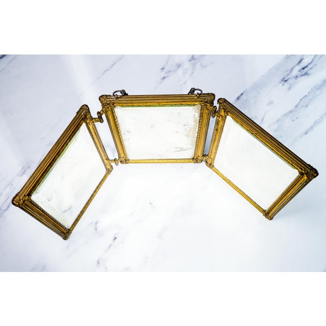 Victorian Folding Celluloid Horse Racing Jockey Antique Victorian Dresser Top Mirror For Sale - Image 3 of 18