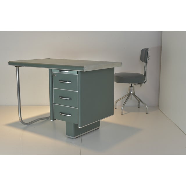 Steeltube Desk with Desk Chair from Nori, France, 1958, Set of 2 For Sale - Image 9 of 18