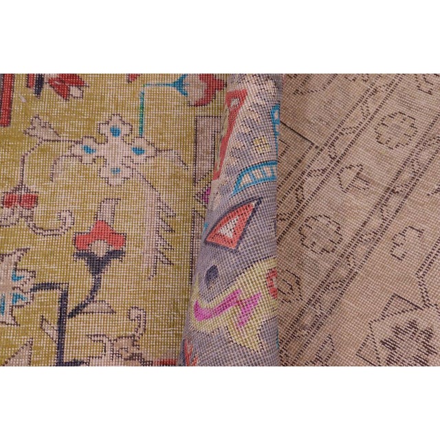 Textile Shabby Chic Vintage 1990's Yellow/Gray Wool Rug - 8'6'' X 12'5'' For Sale - Image 7 of 10