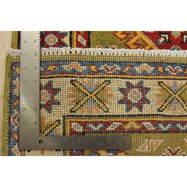 Kazak Runner 2’1” X 5’11” Green Wool Tribal Hand-Knotted Oriental Rug For Sale - Image 10 of 10