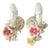 Vintage Wall Lamp with Floral Porcelain Elements, 1960s, Set of 2 For Sale