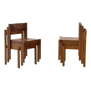 Mid-Century Minimalist Stackable Wooden Chair For Sale