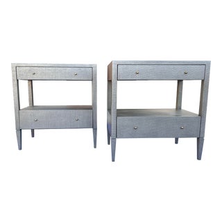 Modern Double Nighstands in Faux Raffia - a Pair For Sale