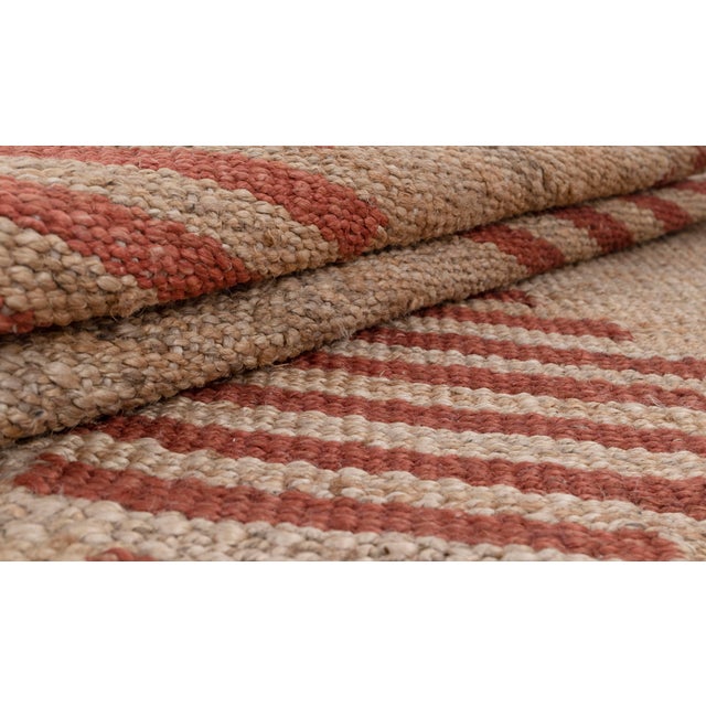 Gold Red Jute Premium Diamond Design Scandivian Rug Hand Woven 9x12Ft. For Sale - Image 4 of 13