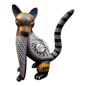 Jacobo & María Ángeles Monumental Alebrije Cat “El Gato Montez” Zenzontle Zapoteco,” 17”, Signed & Numbered, 2004