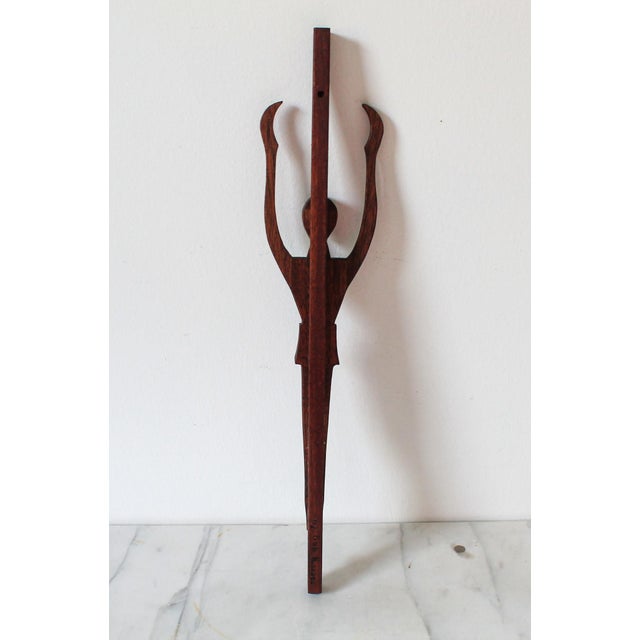 Brown Vintage Hand Carved Wood Risen Jesus Wall Hanging For Sale - Image 8 of 9