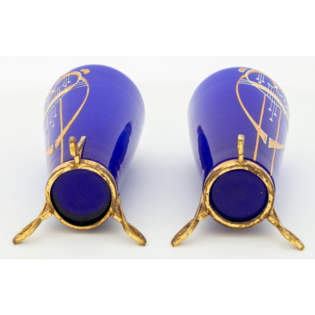 Early 20th Century Austrian Secessionist Cobalt Blue Glass Vases, Pair For Sale - Image 5 of 5