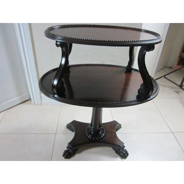 Traditional Vintage Dark Tone Wood Two Tier Accent End Side Table Claw Legs For Sale - Image 3 of 9