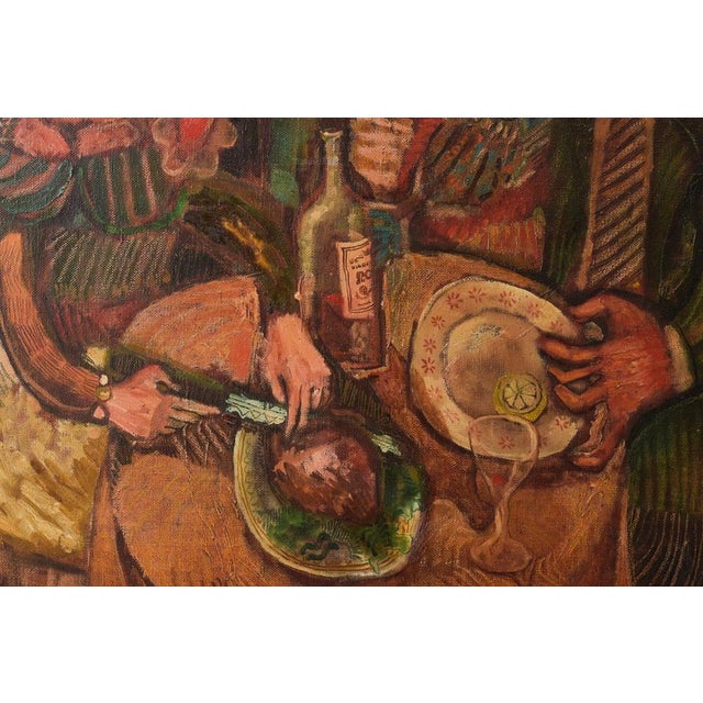 Red Couple Having Lunch, 1972, Oil on Canvas, Framed For Sale - Image 8 of 13