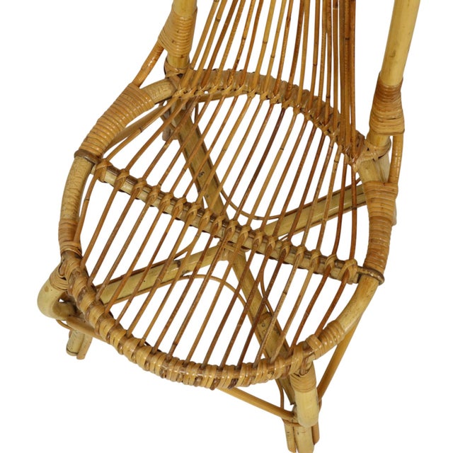 Mid-Century Modern Italian Boho Bamboo and Rattan Chair, 1960s For Sale - Image 9 of 12