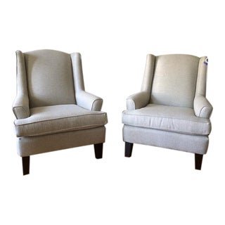 Bailey Onyx Flare Arm Wing Club Chairs - a Pair For Sale