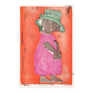 1960s Helen Siegl New Hat Woodblock For Sale