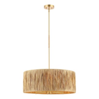 Colessa 5-Light 24" Textured Pendant in Natural/Gold For Sale