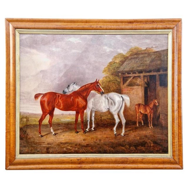 R.W. Folkard, Horses and Foal, 1834, Oil Painting on Canvas For Sale - Image 9 of 9