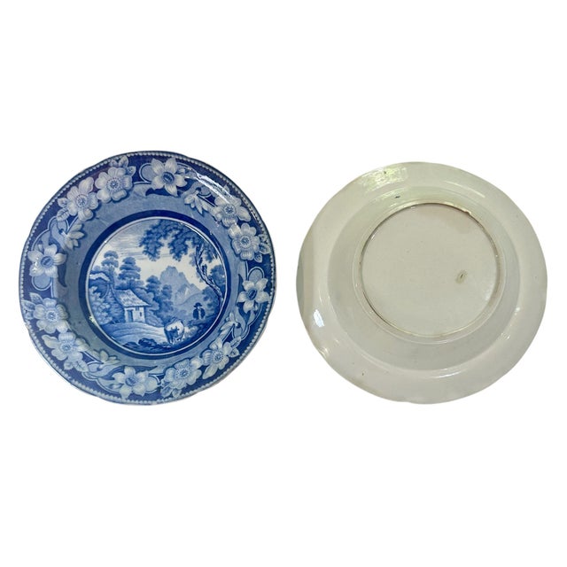 Early 19th Century English Staffordshire Blue and White Plates - A Pair For Sale - Image 4 of 6