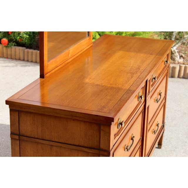 1960s Drexel Mid-Century Mahogany Lowboy Dresser With Matching Mirror - Vintage Solid Wood With Hidden Compartment For Sale - Image 5 of 18