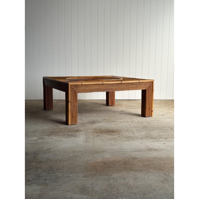 Sunburst Rattan Coffee Table, Attributed to Vivai Del Sud, Italy, 1970s For Sale - Image 12 of 15
