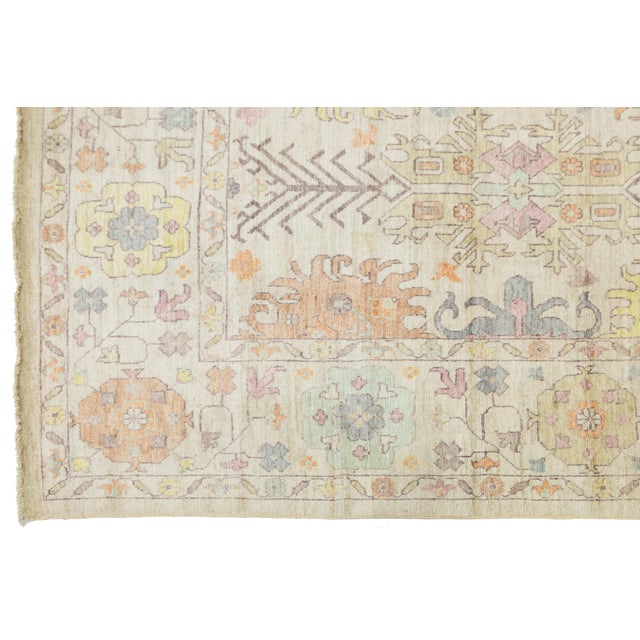 Pastel Modern Oushak Style Hand-Knotted Wool Area Rug 10x13 For Sale - Image 11 of 11