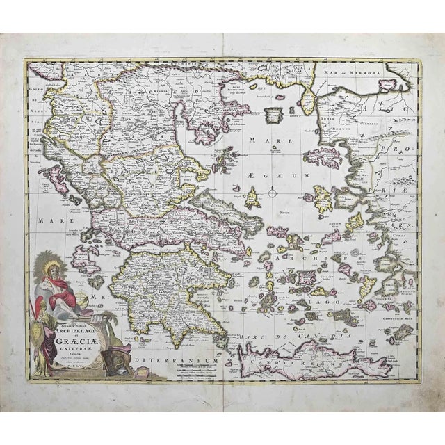 Accurata totius Archipelagi et Graeciae Map Etching by Frederick de Wit, 1680s For Sale
